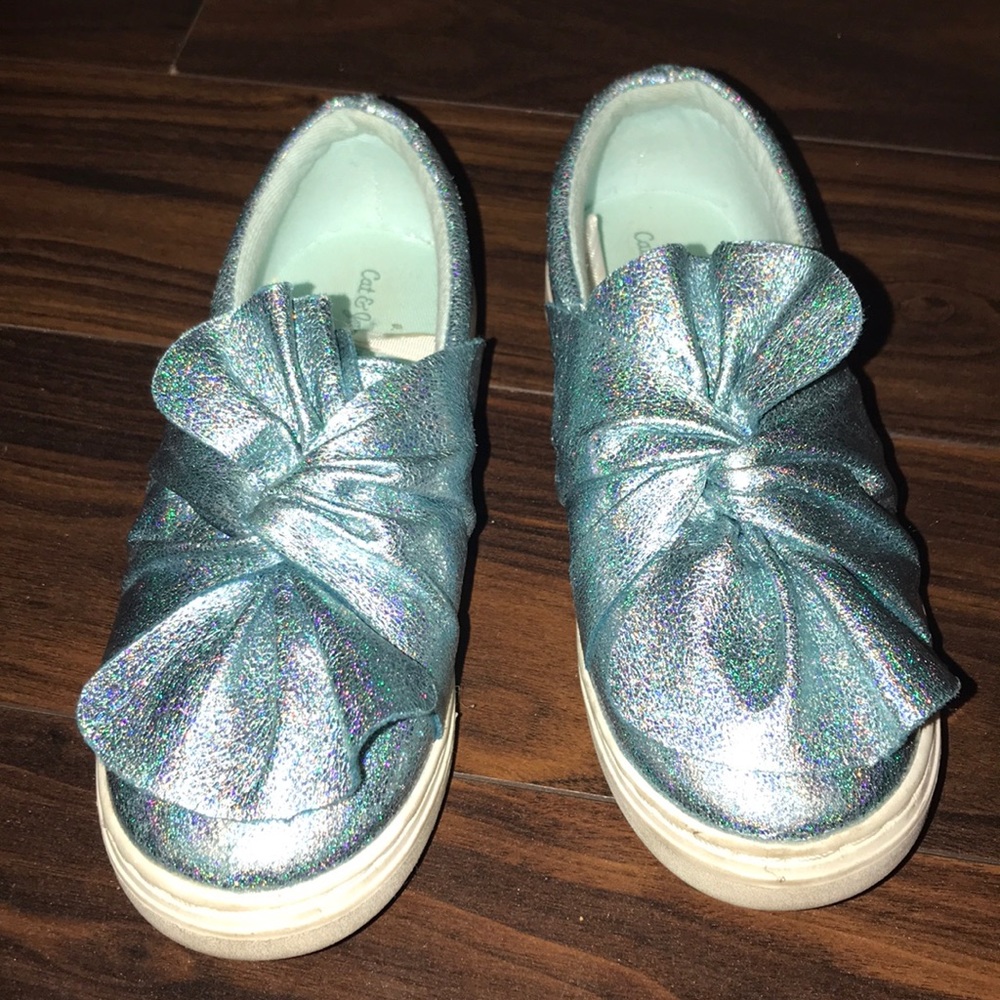 Shiny blue shoes